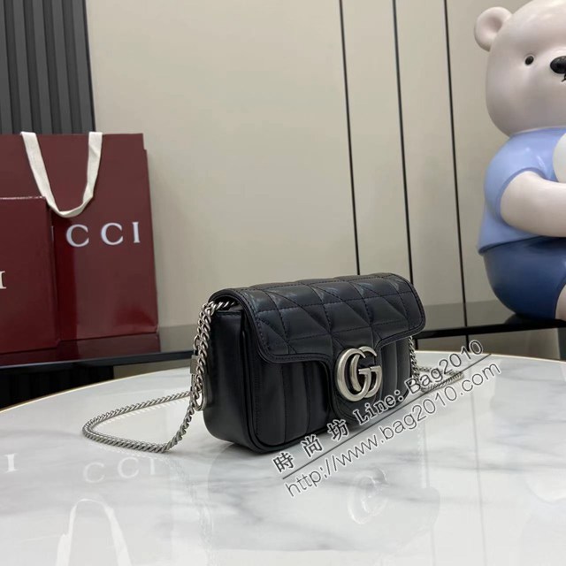Gucci專櫃古馳最新款Marmont系列超迷你手袋絎縫V型原廠皮鏈條斜挎女包 jh2975型號：476433